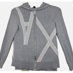 ARMANI EXCHANGE WOMEN’S HOODED ZIP SWEATER GRAY SIZE S 100% COTTON A|X LOGO